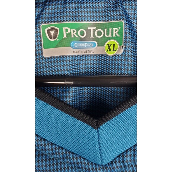 Pro Tour Cool Play Men's XL Pullover Windbreaker Jacket Teal Blue Houndstooth - Picture 3 of 5